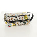 FENDI Zucca Canvas Pouch White Silver Auth 140366M-5