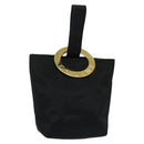CELINE Pouch Nylon Black Gold Auth 140367-1