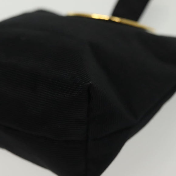 CELINE Pouch Nylon Zwart Goud Auth 140367