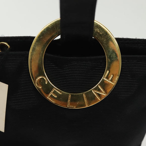 CELINE Pouch Nylon Zwart Goud Auth 140367