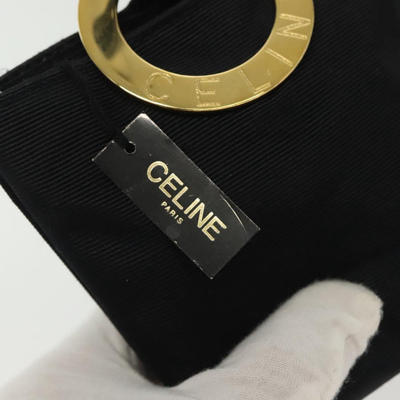 CELINE Pouch Nylon Zwart Goud Auth 140367