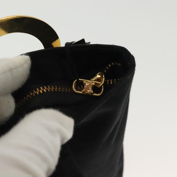 CELINE Pouch Nylon Zwart Goud Auth 140367