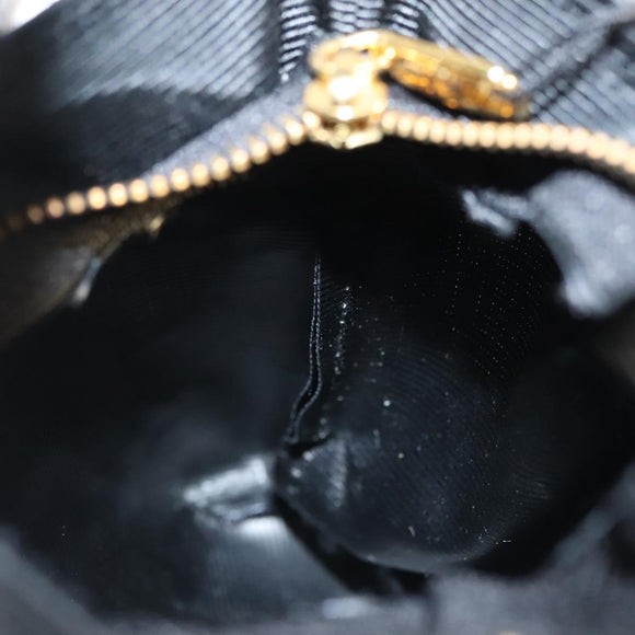 CELINE Pouch Nylon Black Gold Auth 140367