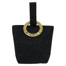 CELINE Pouch Nylon Zwart Goud Auth 140367-13
