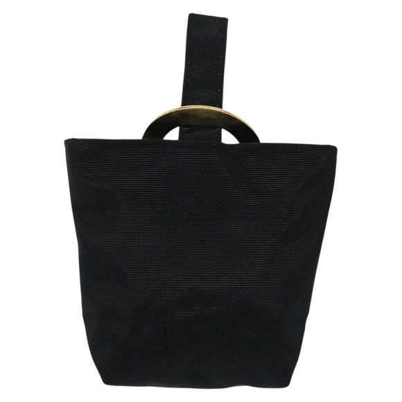 CELINE Pouch Nylon Zwart Goud Auth 140367