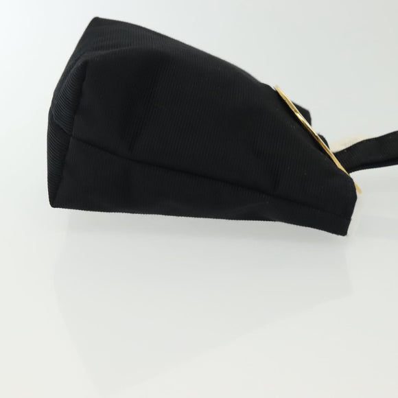 CELINE Pouch Nylon Black Gold Auth 140367