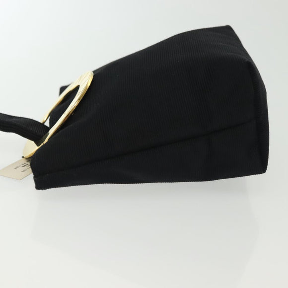CELINE Pouch Nylon Zwart Goud Auth 140367