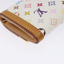 LOUIS VUITTON Multicolor Porte Monnaie Pla Coin Purse White M92657 Auth 140378-16