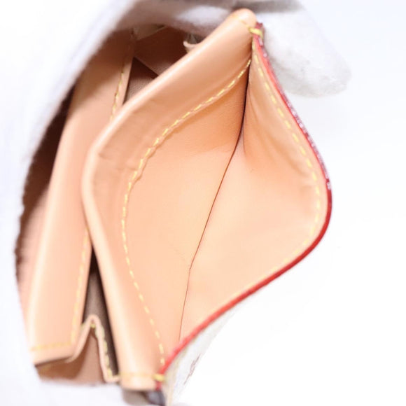 LOUIS VUITTON Multicolor Porte Monnaie Pla Coin Purse White M92657 Auth 140378
