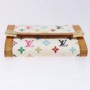 LOUIS VUITTON Multicolor Porte Monnaie Pla Coin Purse White M92657 Auth 140378-6