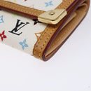 LOUIS VUITTON Multicolor Porte Monnaie Pla Coin Purse White M92657 Auth 140378-7