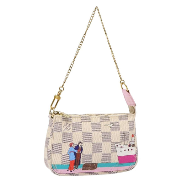 LOUIS VUITTON Damier Azur Mini Pochette Accessoires Pouch N41669 LV Auth 140382