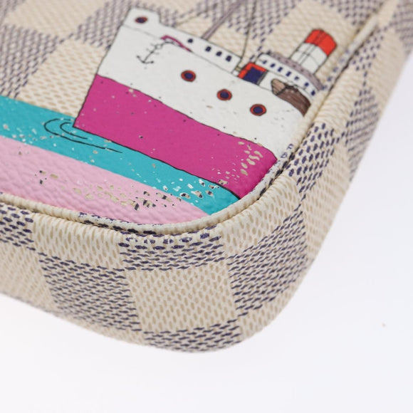 LOUIS VUITTON Damier Azur Mini Pochette Accessoires Pouch N41669 LV Auth 140382
