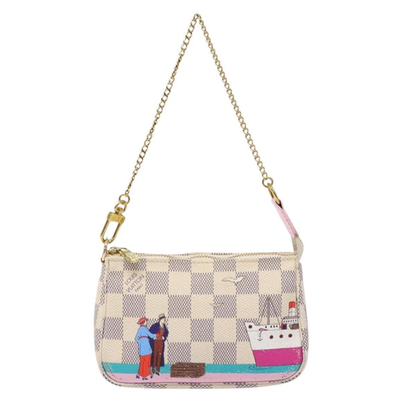 LOUIS VUITTON Damier Azur Mini Pochette Accessoires Pouch N41669 LV Auth 140382