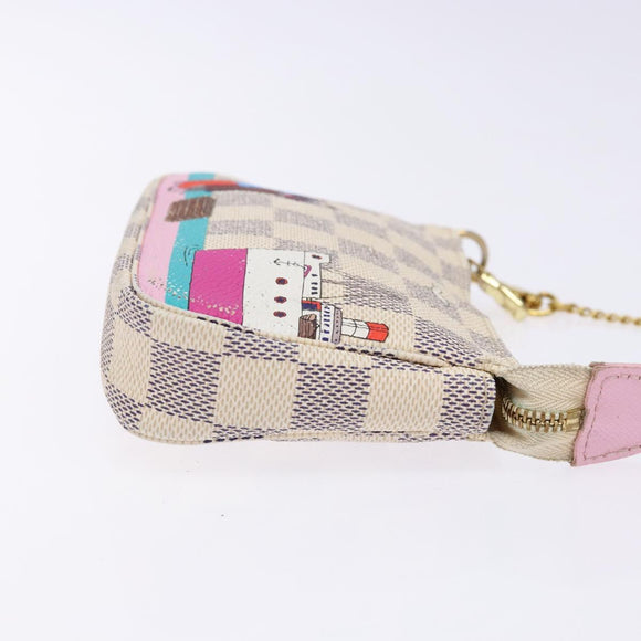 LOUIS VUITTON Damier Azur Mini Pochette Accessoires Pouch N41669 LV Auth 140382