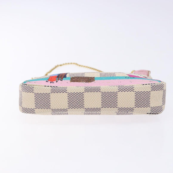 LOUIS VUITTON Damier Azur Mini Pochette Accessoires Pouch N41669 LV Auth 140382