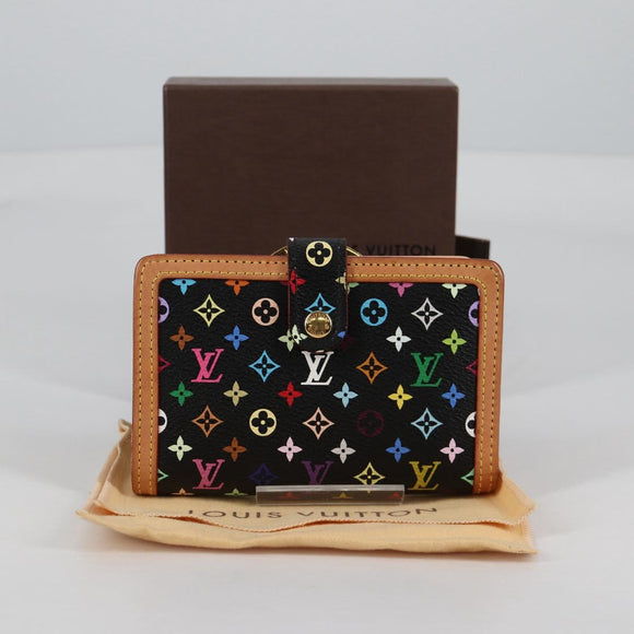 LOUIS VUITTON Multicolor Portefeuille Viennois Wallet Black M92988 Auth 140383V