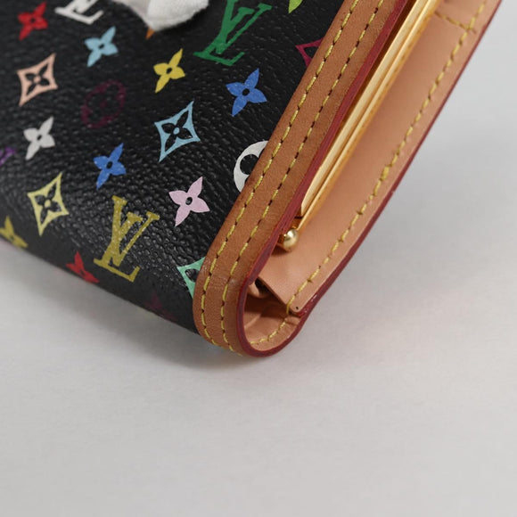 LOUIS VUITTON Multicolor Portefeuille Viennois Wallet Black M92988 Auth 140383V
