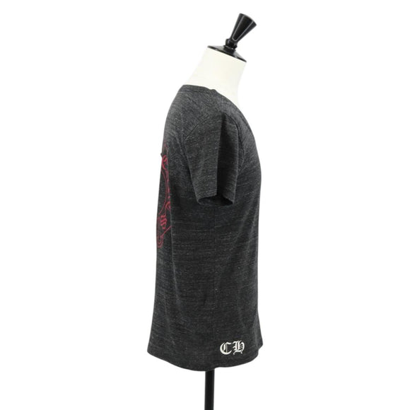 Chrome Hearts Horseshoe V neck Short sleeved T-shirt Polyester Gray Auth 140403M