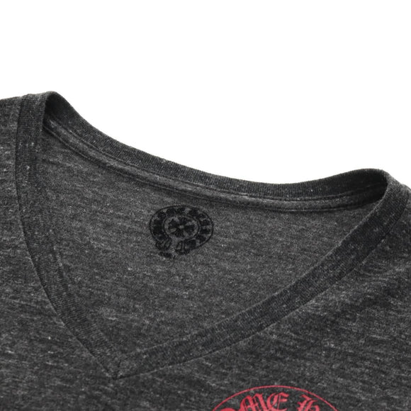 Chrome Hearts Horseshoe V neck Short sleeved T-shirt Polyester Gray Auth 140403M