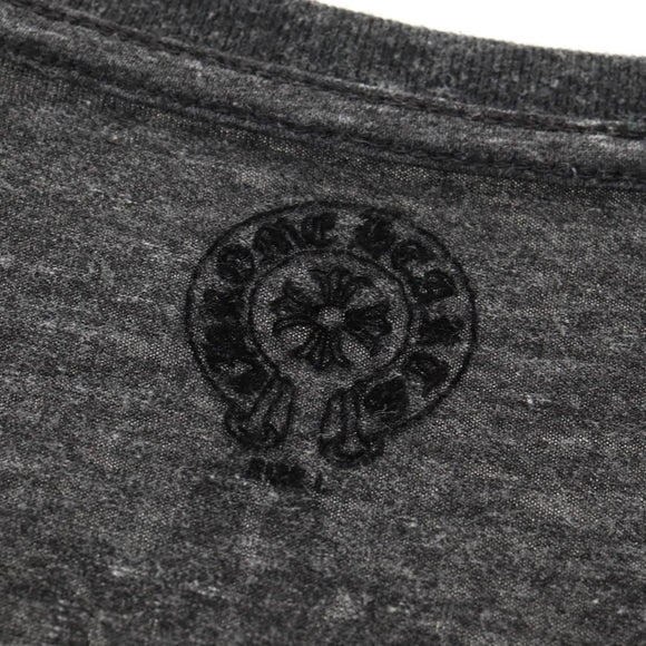 Chrome Hearts Horseshoe V neck Short sleeved T-shirt Polyester Gray Auth 140403M