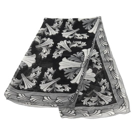 Chrome Hearts Framed Silk Scarf Silk Black Auth 140405M