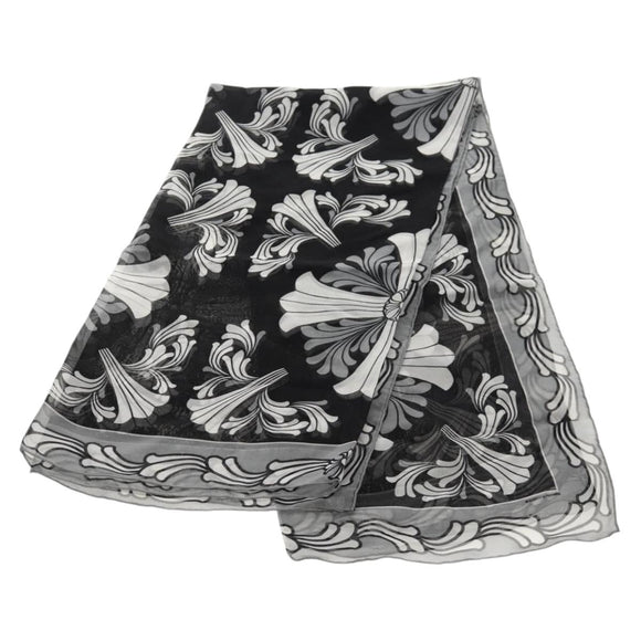 Chrome Hearts Framed Silk Scarf Silk Black Auth 140405M