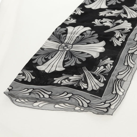 Chrome Hearts Framed Silk Scarf Silk Black Auth 140405M