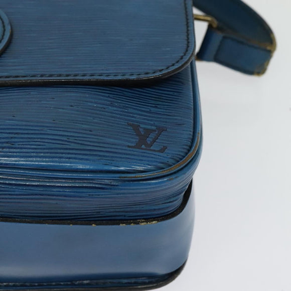 LOUIS VUITTON Epi Cartouchiere MM Shoulder Bag Blue M52245 LV Auth 140462
