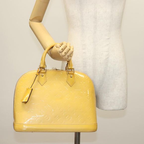 LOUIS VUITTON Monogram Vernis Alma PM Hand Bag Rose Angelique M90062 Auth 140466