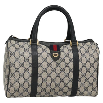 GUCCI GG Supreme Boston Bag PVC Navy Gold 40 02 007 Auth 140470