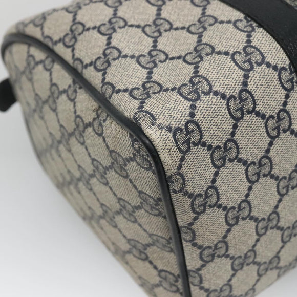 GUCCI GG Supreme Boston Bag PVC Navy Gold 40 02 007 Auth 140470