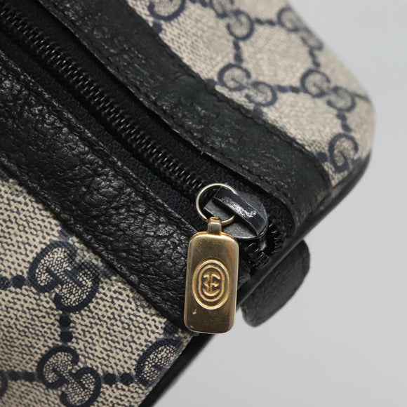 GUCCI GG Supreme Boston Bag PVC Navy Gold 40 02 007 Auth 140470