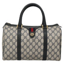 GUCCI GG Supreme Boston Bag PVC Navy Gold 40 02 007 Auth 140470-13