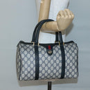 GUCCI GG Supreme Boston Bag PVC Navy Gold 40 02 007 Auth 140470-22