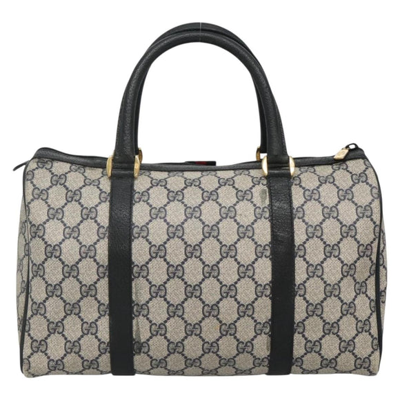 GUCCI GG Supreme Boston Bag PVC Navy Gold 40 02 007 Auth 140470