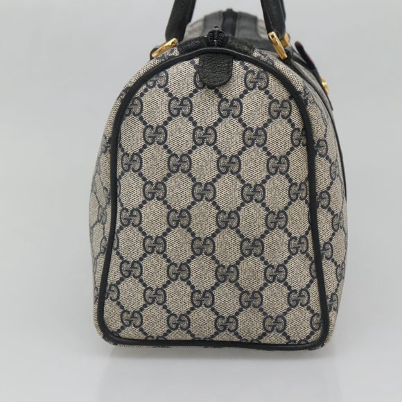 GUCCI GG Supreme Boston Bag PVC Navy Gold 40 02 007 Auth 140470