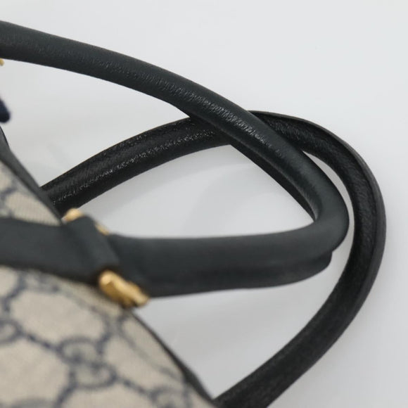 GUCCI GG Supreme Boston Bag PVC Navy Gold 40 02 007 Auth 140470