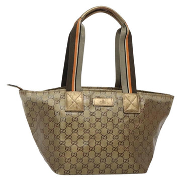 GUCCI GG Canvas GG Crystal Tote Bag Coated Canvas Gold 131230 Auth 140471