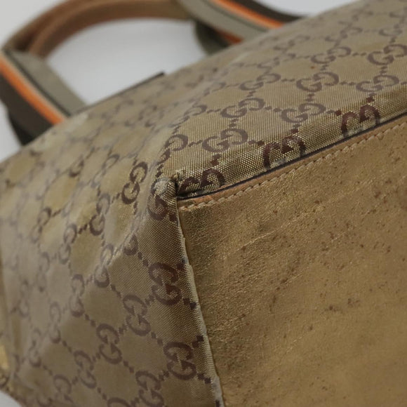 GUCCI GG Canvas GG Crystal Tote Bag Coated Canvas Gold 131230 Auth 140471