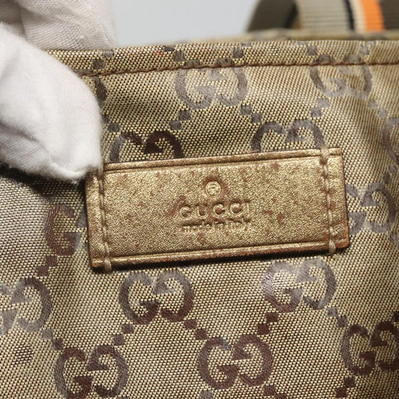 GUCCI GG Canvas GG Crystal Tote Bag Coated Canvas Gold 131230 Auth 140471