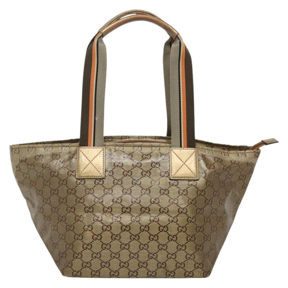 GUCCI GG Canvas GG Crystal Tote Bag Coated Canvas Gold 131230 Auth 140471