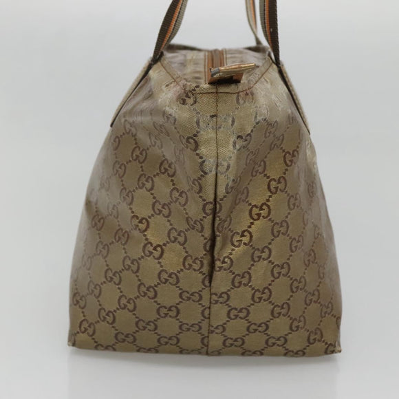 GUCCI GG Canvas GG Crystal Tote Bag Coated Canvas Gold 131230 Auth 140471