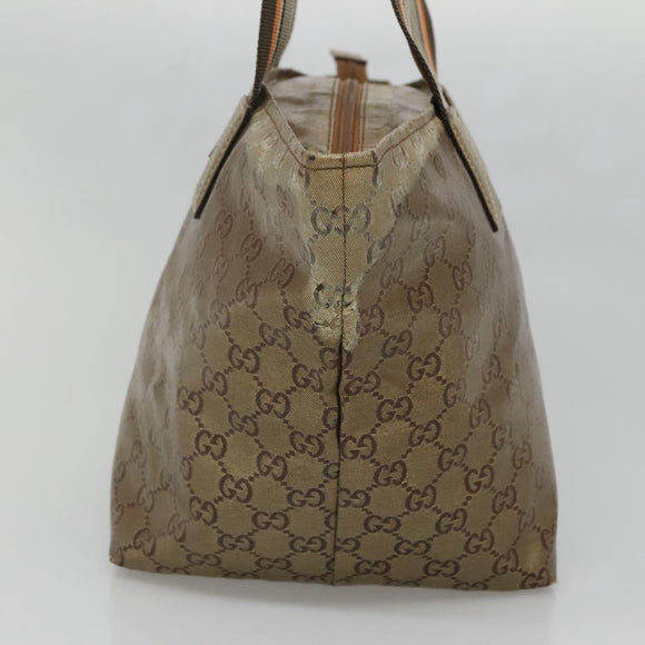 GUCCI GG Canvas GG Crystal Tote Bag Coated Canvas Gold 131230 Auth 140471