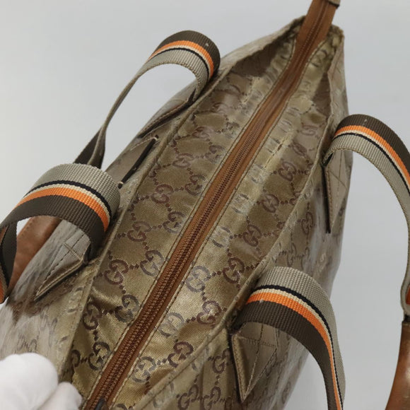 GUCCI GG Canvas GG Crystal Tote Bag Coated Canvas Gold 131230 Auth 140471