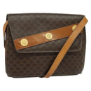 CELINE Macadam Canvas Shoulder Bag PVC Leather Brown Gold Auth 140473-1