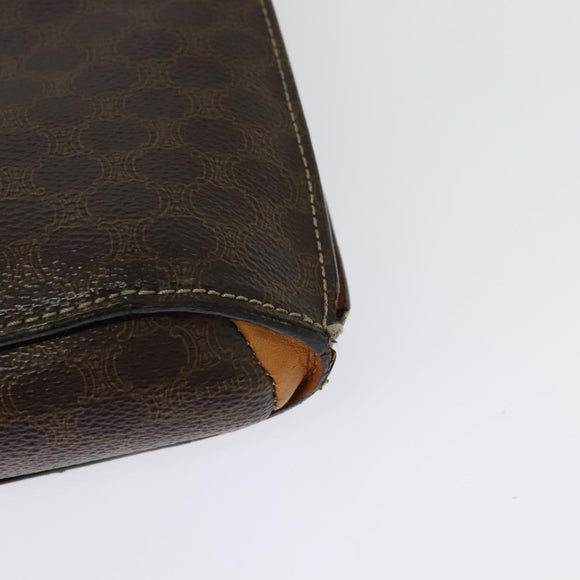 CELINE Macadam Canvas Shoulder Bag PVC Leather Brown Gold Auth 140473