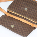 CELINE Macadam Canvas Shoulder Bag PVC Leather Brown Gold Auth 140473-9