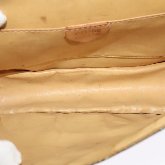 CELINE Macadam Canvas Shoulder Bag PVC Leather Brown Gold Auth 140473