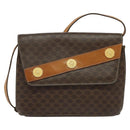 CELINE Macadam Canvas Shoulder Bag PVC Leather Brown Gold Auth 140473-13